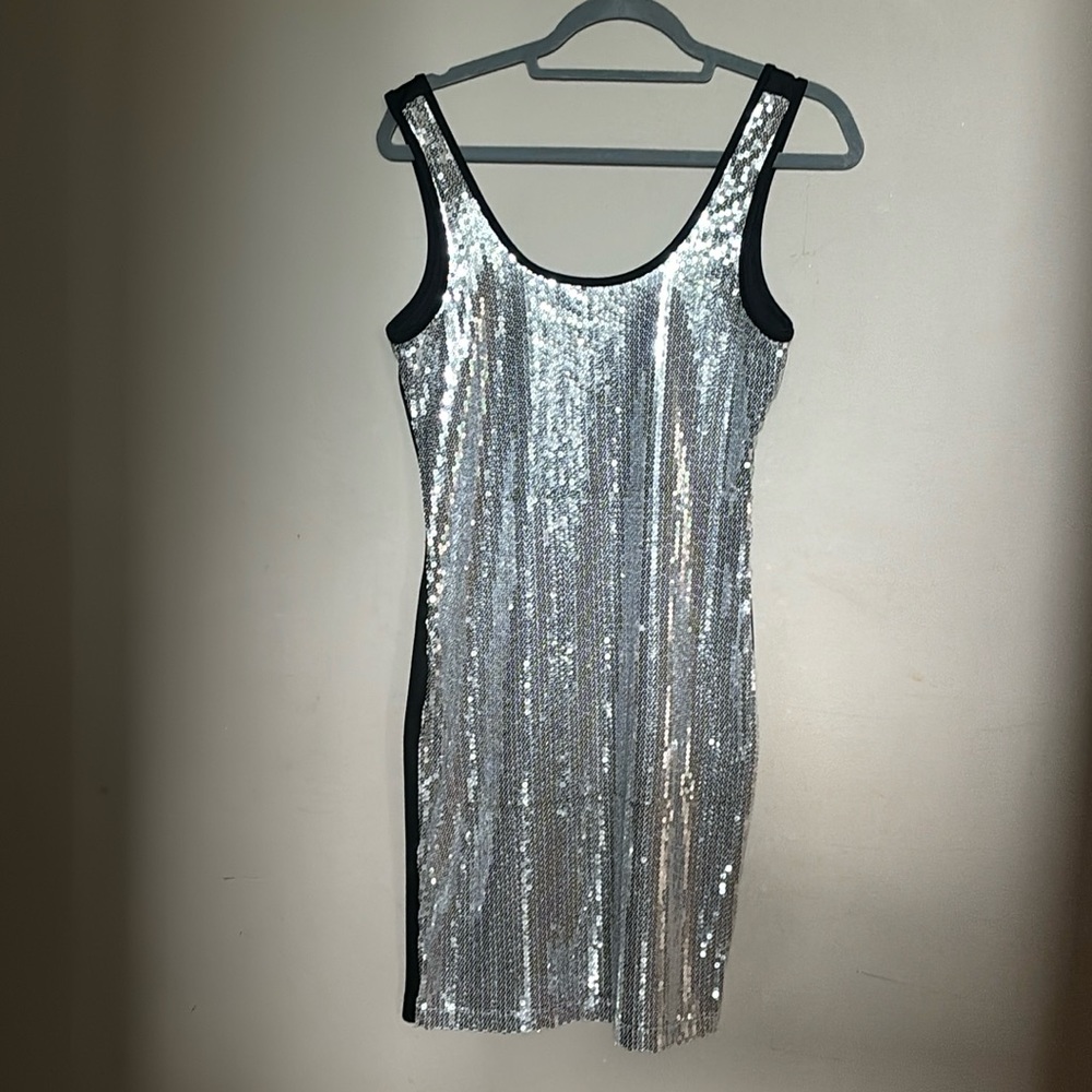 Wet Seal Women Silver Sequined Sparkly Dress - Large